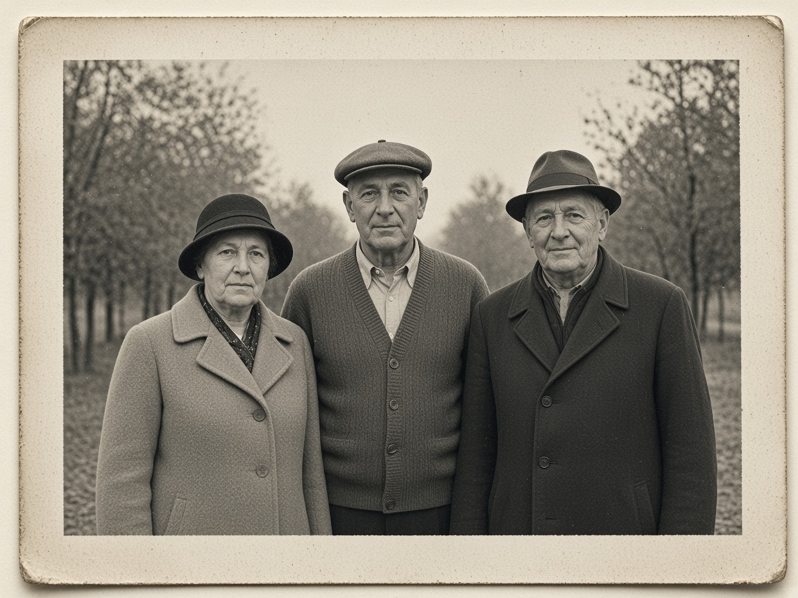 The same vintage family photograph with scratches reduced